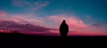 man silhouette sky night