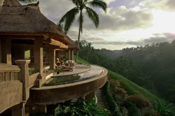 house paradise beautiful palm trees balcony nature