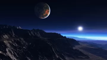 exoplanet atmosphere clouds stars moon mist mountains rocks